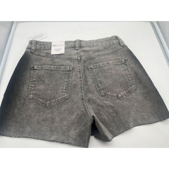 INC International Concepts High Rise Frayed Hem Denim Shorts, Gray Wash, - Picture 5 of 9